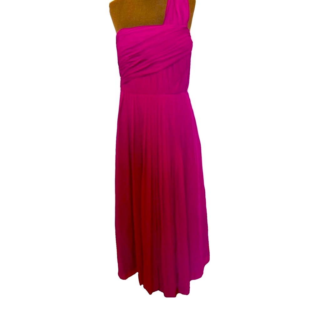 Silk berry gown with one shoulder tie